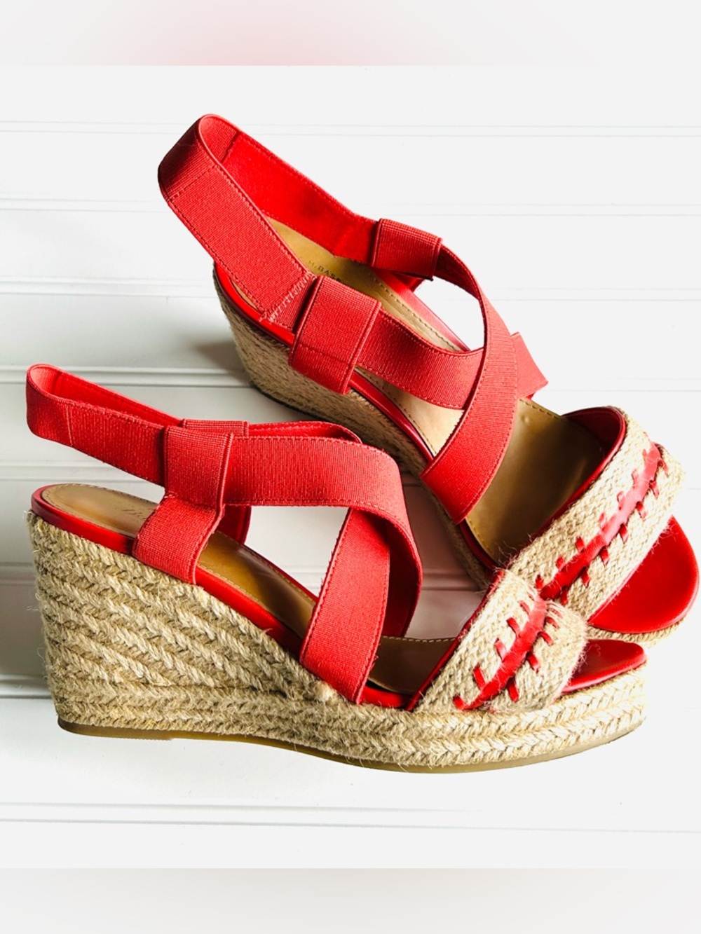 Red Strappy Espadrille Wedge Sandal
